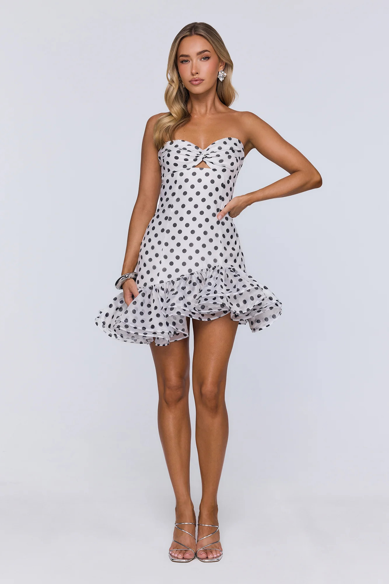 Trends In Focus Strapless Polka Dot Mini Dress White | Hello Molly (US)