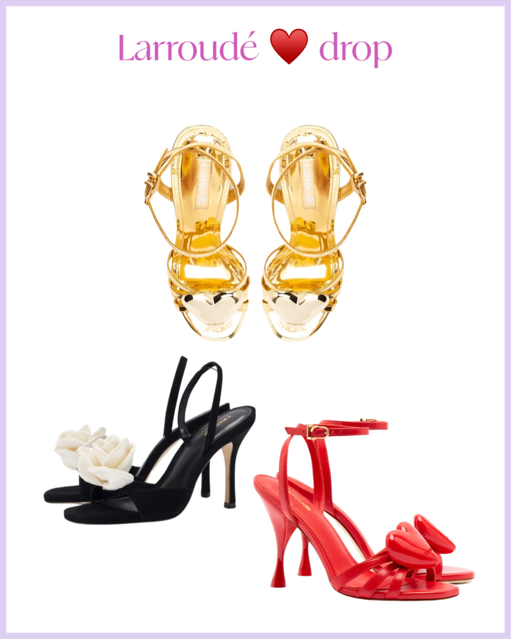 Don’t compromise style for comfort! You can have both with Larroudé ♥️ this Valentine’s Day collection of roses and hearts is novelty but so chic and wearable. 

#LTKshoecrush #LTKparties #LTKSeasonal