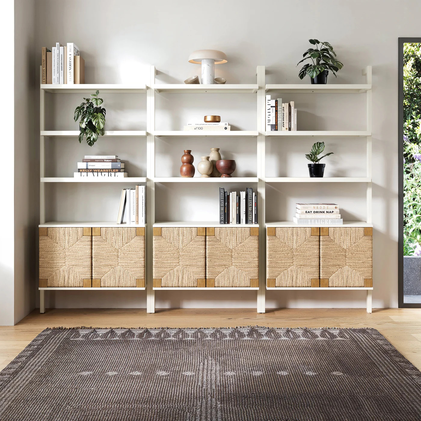 Seagrass Wall Bookshelves with Doors White (Set of 3) | Nathan James