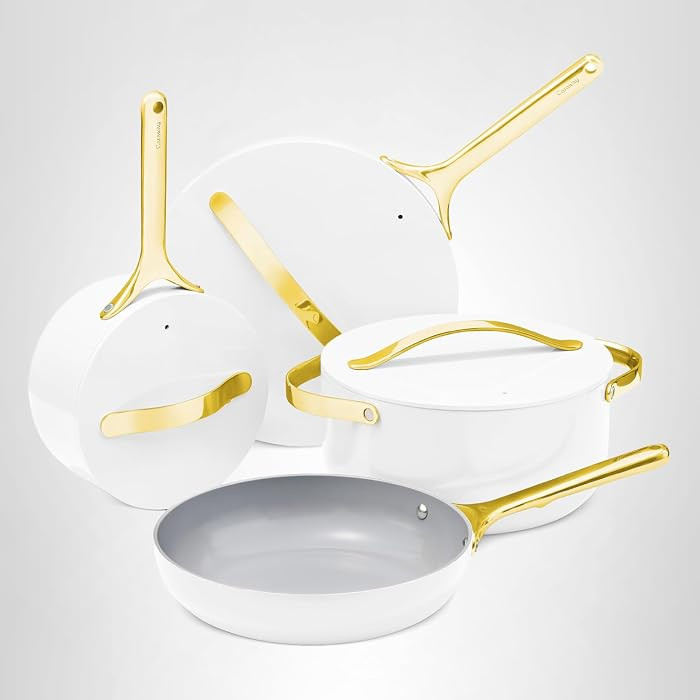 Caraway Nonstick Ceramic Cookware Set (12 Piece) Pots, Pans, Lids and Kitchen Storage - Non Toxic... | Amazon (US)