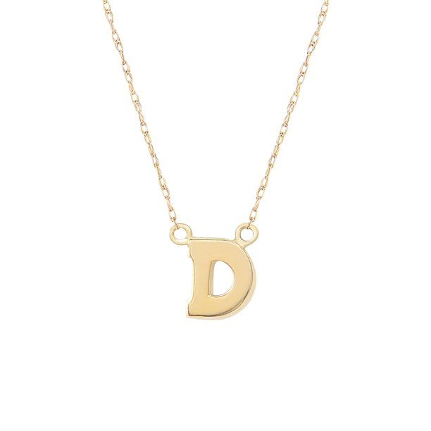 14K Yellow Gold Classic Alphabet Initial Pendant Necklace, A-Z | Walmart (US)