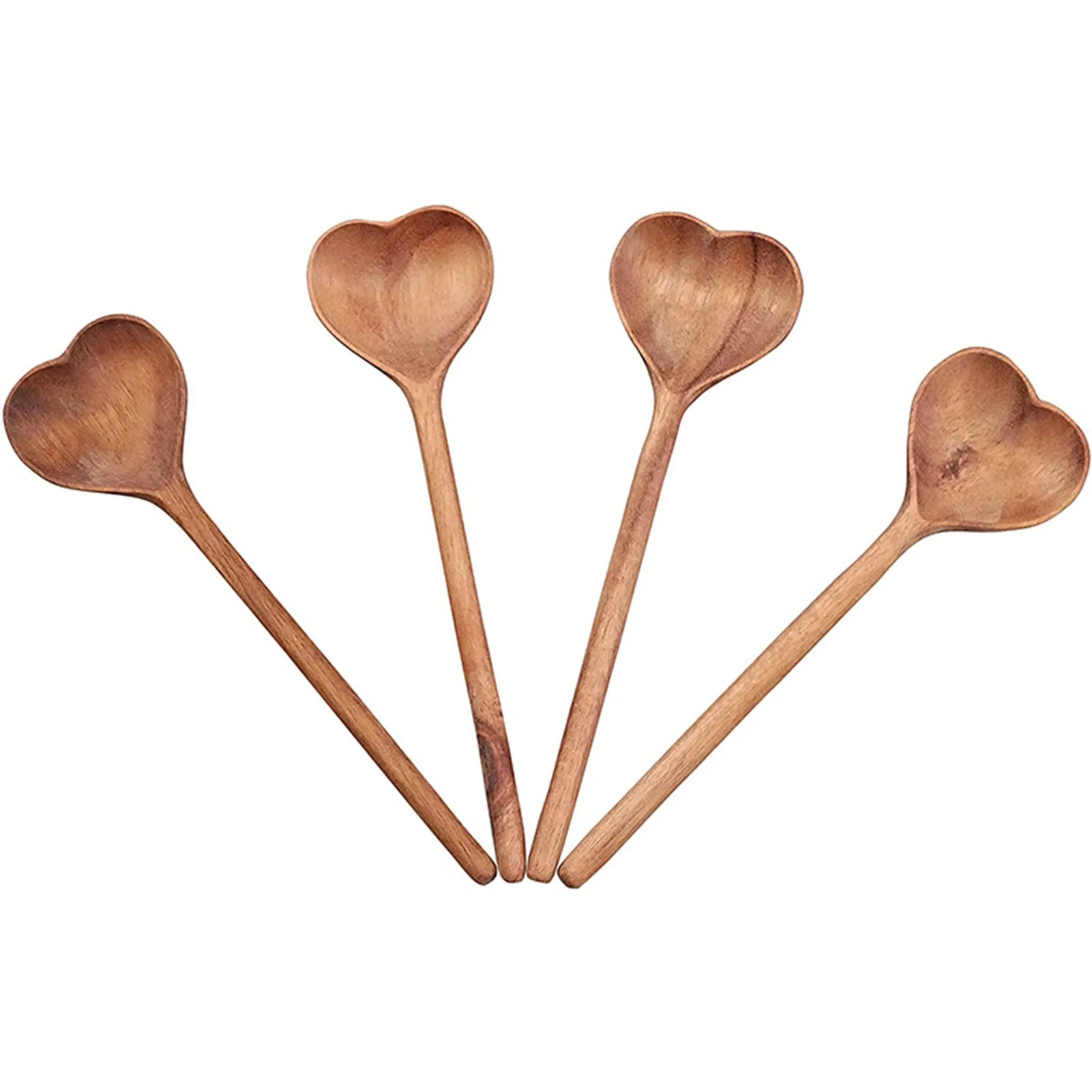 UDIYO Bamboo Heart Shaped Wooden Spoon Set, 11.2 Inch Long Handle Wooden Kitchen Utensils Wooden ... | Walmart (US)