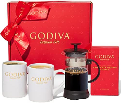 Godiva Barista Coffee Gift Set, Includes 2 Ceramic Logo Mugs, French Press Coffee Maker, and Godiva  | Amazon (US)