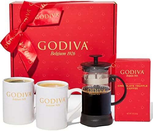 Godiva Barista Coffee Gift Set, Includes 2 Ceramic Logo Mugs, French Press Coffee Maker, and Godiva  | Amazon (US)