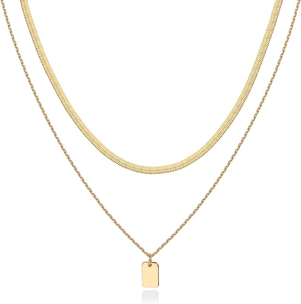 PAVOI 14K Gold Plated Layering Necklaces | Stylish Minimalist Design Pendant Necklaces | Butterfl... | Amazon (US)