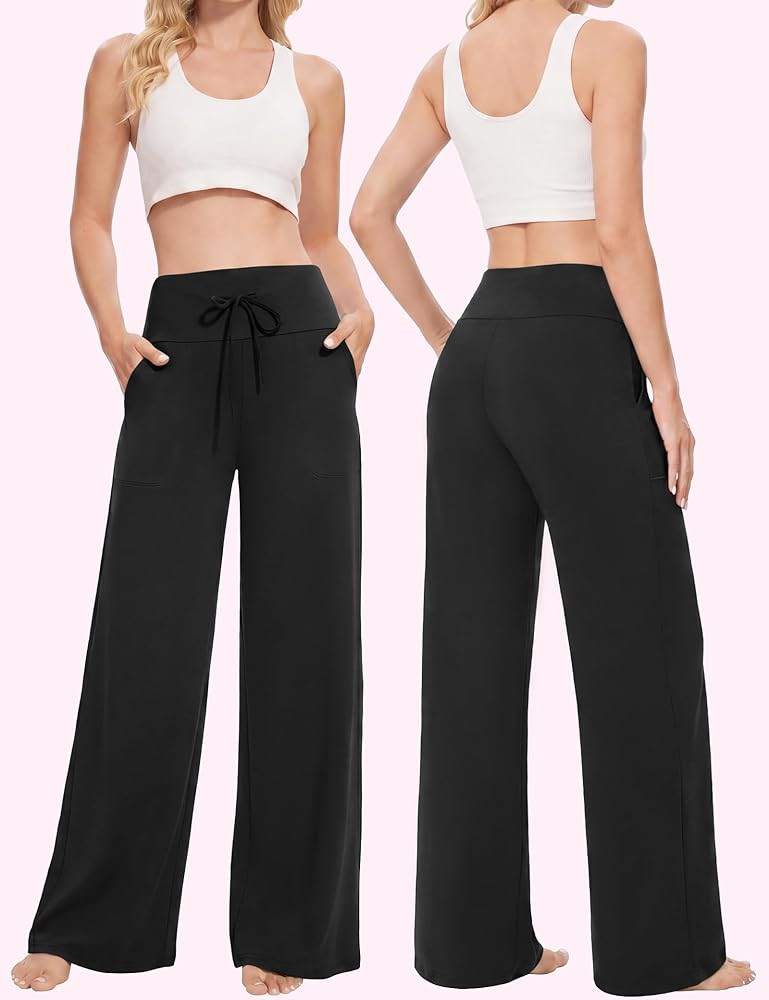 Showitty 1/3 Pack Women's Wide Leg Pants with Pockets, Casual Loose Pajama Palazzo Trousers Sweat... | Amazon (US)