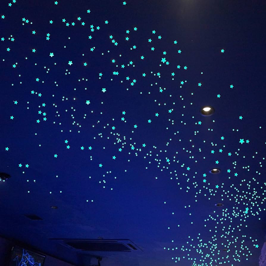 Glow in The Dark Stars Decals Decor for Ceiling 633 Pcs Realistic 3D Stickers Starry Sky Shining ... | Amazon (US)
