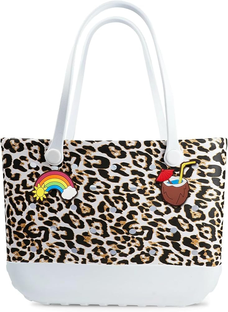 Beach Bag Rubber Tote Bag - Waterproof Travel Bag for Women Washable Tote Bag Handbag for Sports ... | Amazon (US)