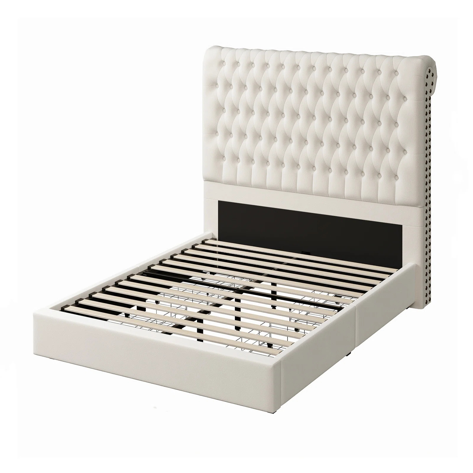 Willa Arlo™ Interiors Kanisha Upholstered Storage Bed with Button Tufted Flannel Headboard, 4 D... | Wayfair North America