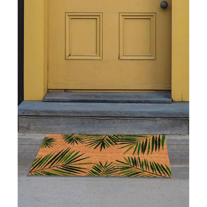 Juvale Tropical Green Palm Coir Door Mat Welcome Doormat Indoor Outdoor Nonslip Front Rugs 30 x 1... | Target