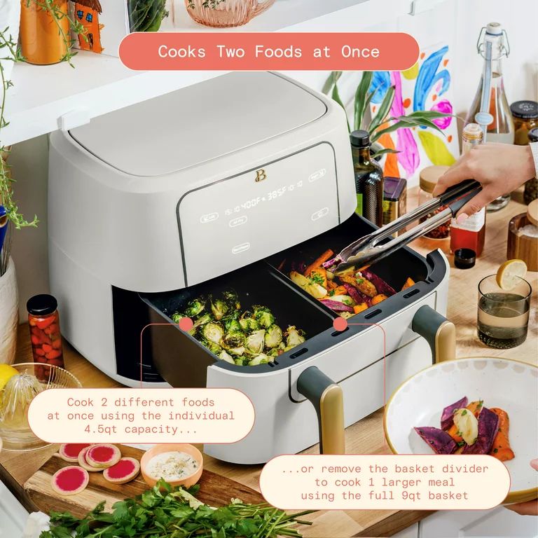 Beautiful 9 QT TriZone Air Fryer, White Icing by Drew Barrymore | Walmart (US)