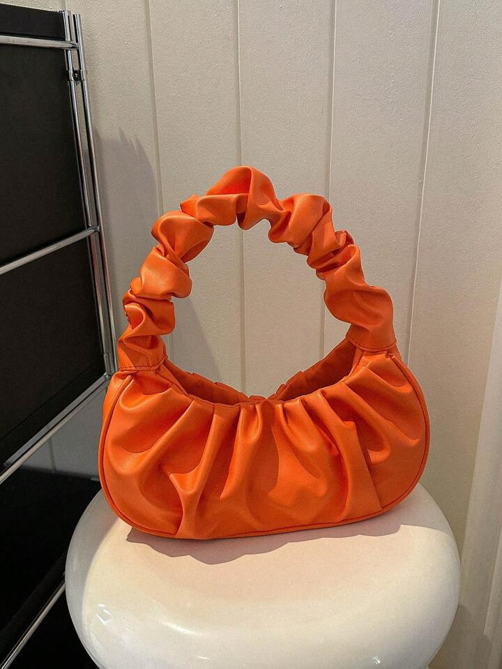 Fashionable New High-Value Cloud Bag Pleated Small Bag Solid Color Single Shoulder Armpit Bag Wom... | SHEIN