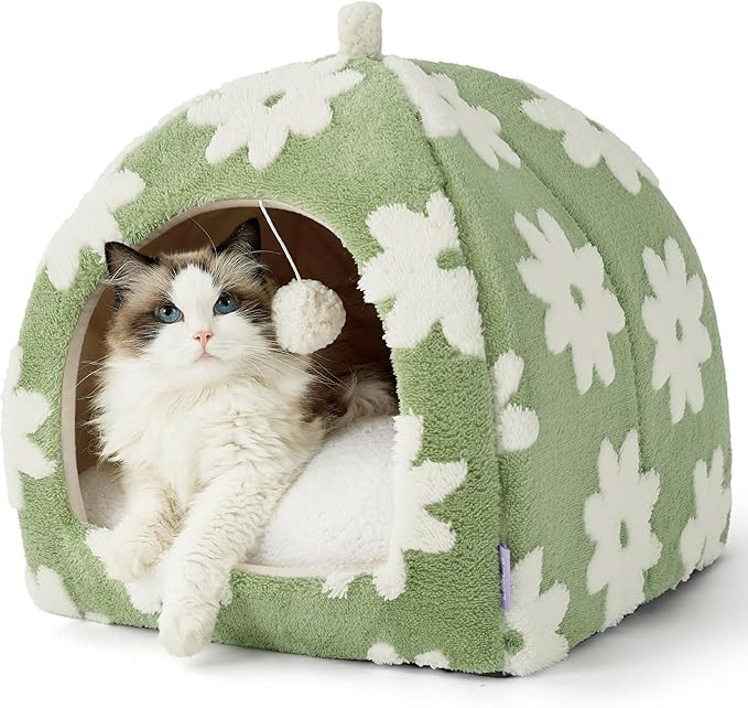 Lesure Cute Cat Beds for Indoor Cats - 2 in 1 Large Cat Cave Bed with Removable Washable Cushione... | Amazon (US)