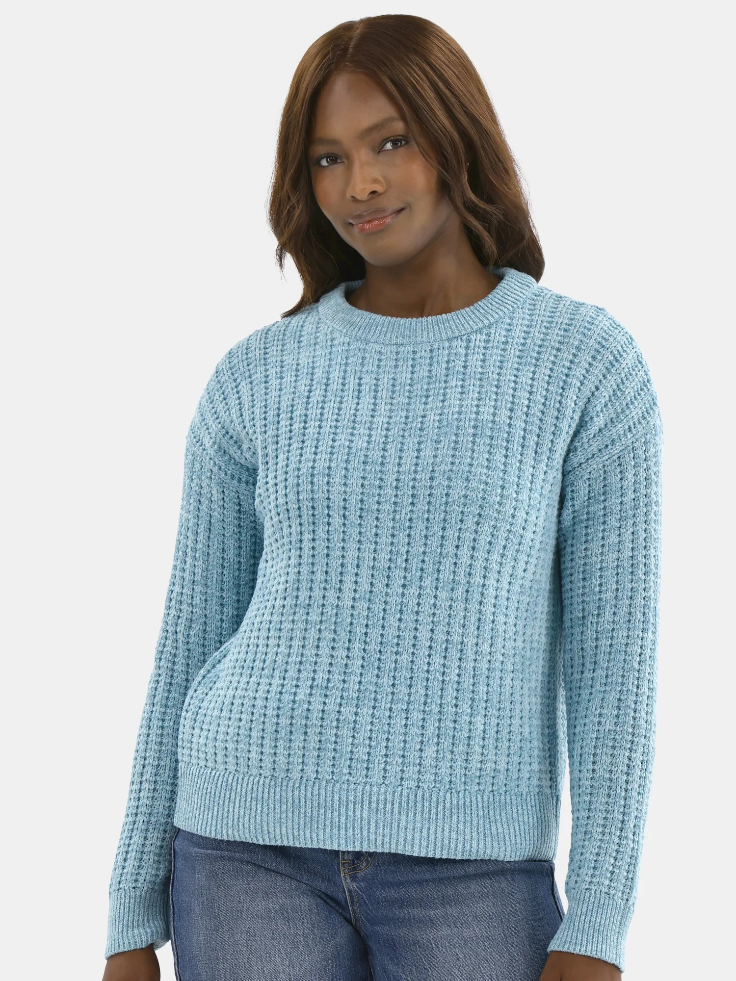 Time and Tru Women's and Women’s Plus Textured Stitch Sweater, Midweight, Sizes XS-4X | Walmart (US)