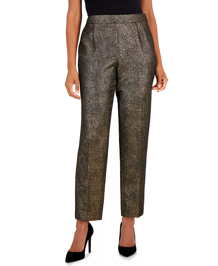 Women's Mid-Rise Metallic Straight-Leg Pants | Macy's