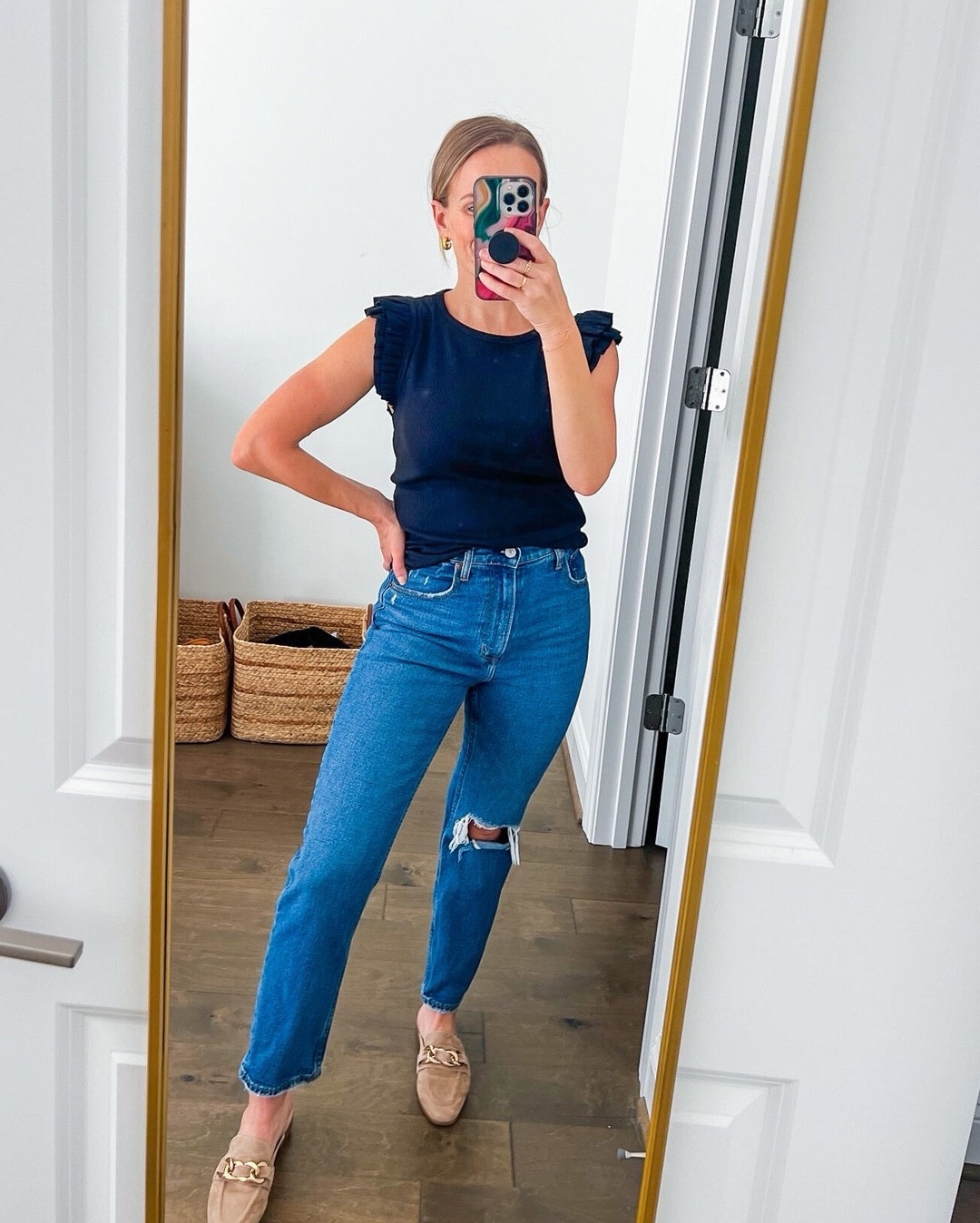 These are my most worn jeans from Abercrombie I have a 26 short in the Curve Love fit for extra room in the butt and hips  

#LTKxAF #LTKOver40 #LTKSaleAlert