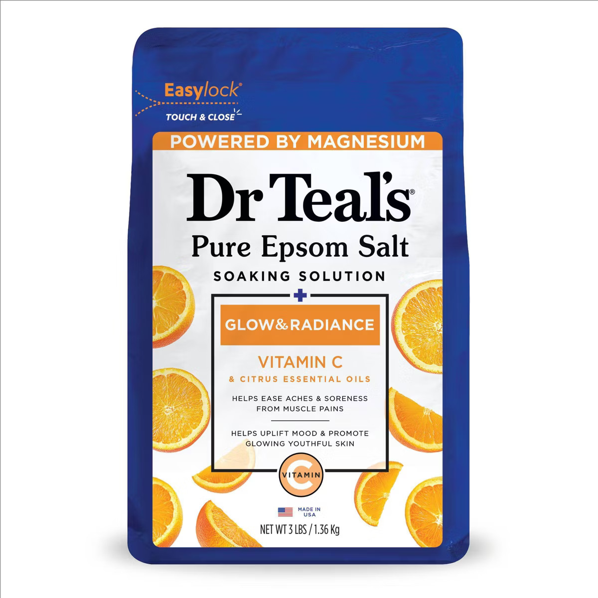 Dr Teal's Epsom Salt Magnesium Soak - Glow & Radiance with Vitamin C & Citrus Essential Oils - 3 ... | Target