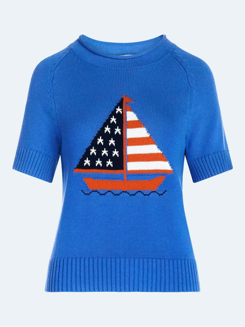 Free Assembly Women's and Women's Plus Roll Neck Cotton Sweater with Short Sleeves, Sizes XS-4X | Walmart (US)