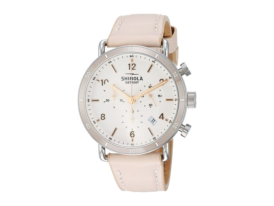 Shinola Detroit - The Canfield Sport Chronograph 40mm - 20089883 (Soft Blush Leather Strap/Soft White Dial) Watches | Zappos