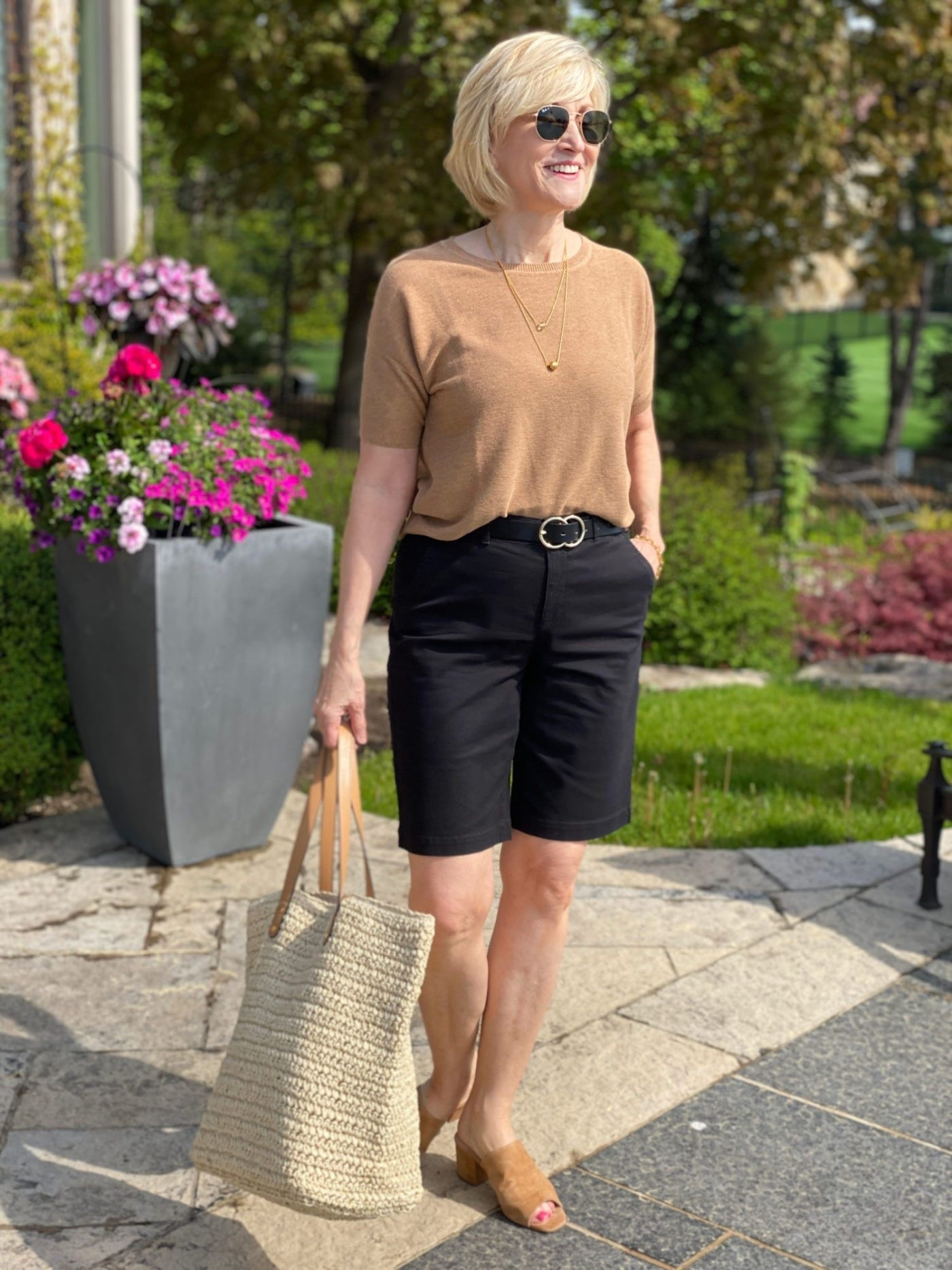 Sometimes the simplest outfits are the ones I reach for the most. 🤎🖤

This combination of black Bermuda shorts paired with a classic camel-colored tee feels so effortless and chic. I love how the neutral tones create a timeless look that’s comfortable enough for everyday wear but still feels pulled together.

#LTKSeasonal #LTKOver40 #LTKootd