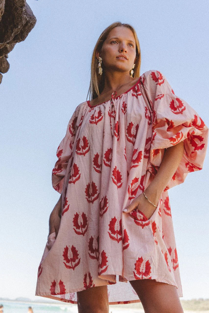 Ria Mini Dress ~ Cherry Blossom | Slow Fashion Made With Intention | Daughters of India