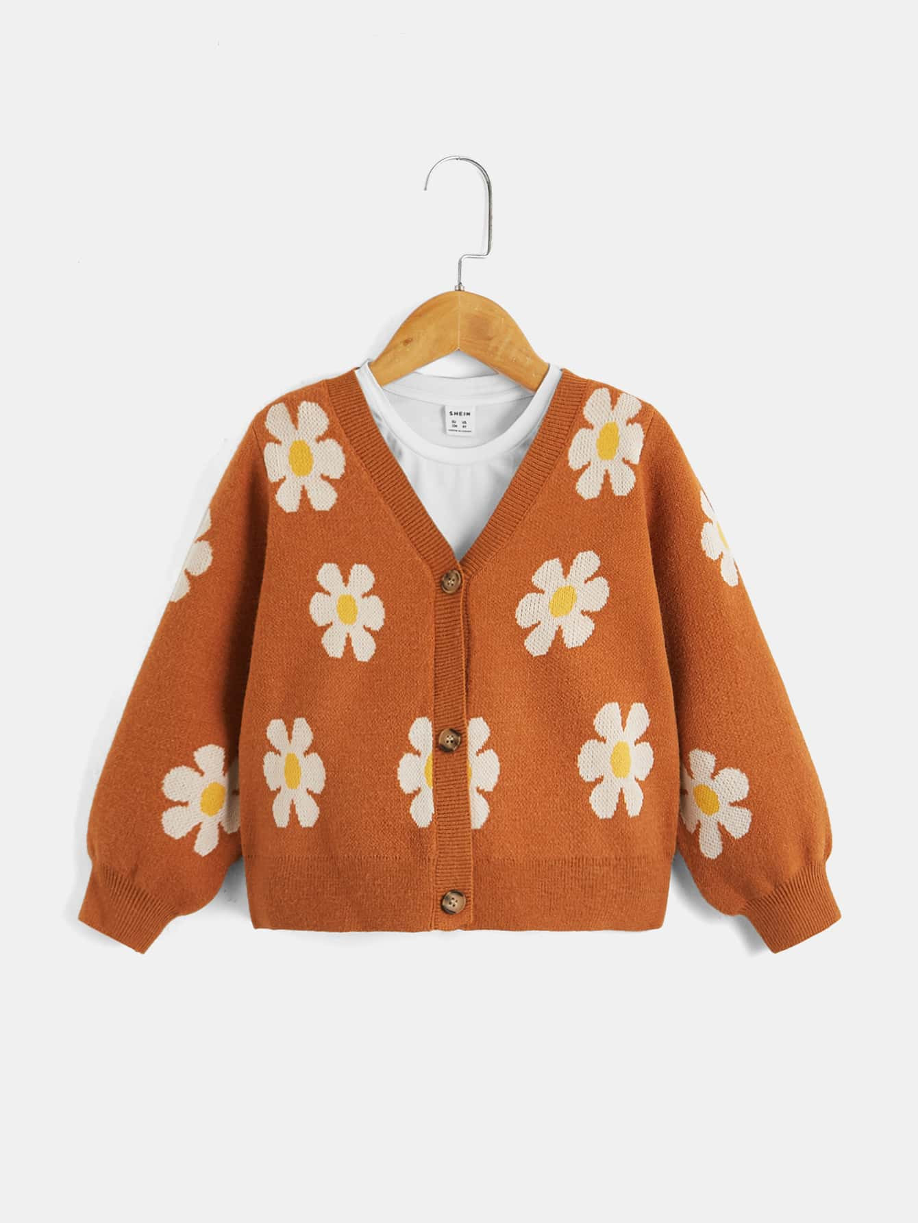 SHEIN Toddler Girls Floral Pattern Cardigan | SHEIN