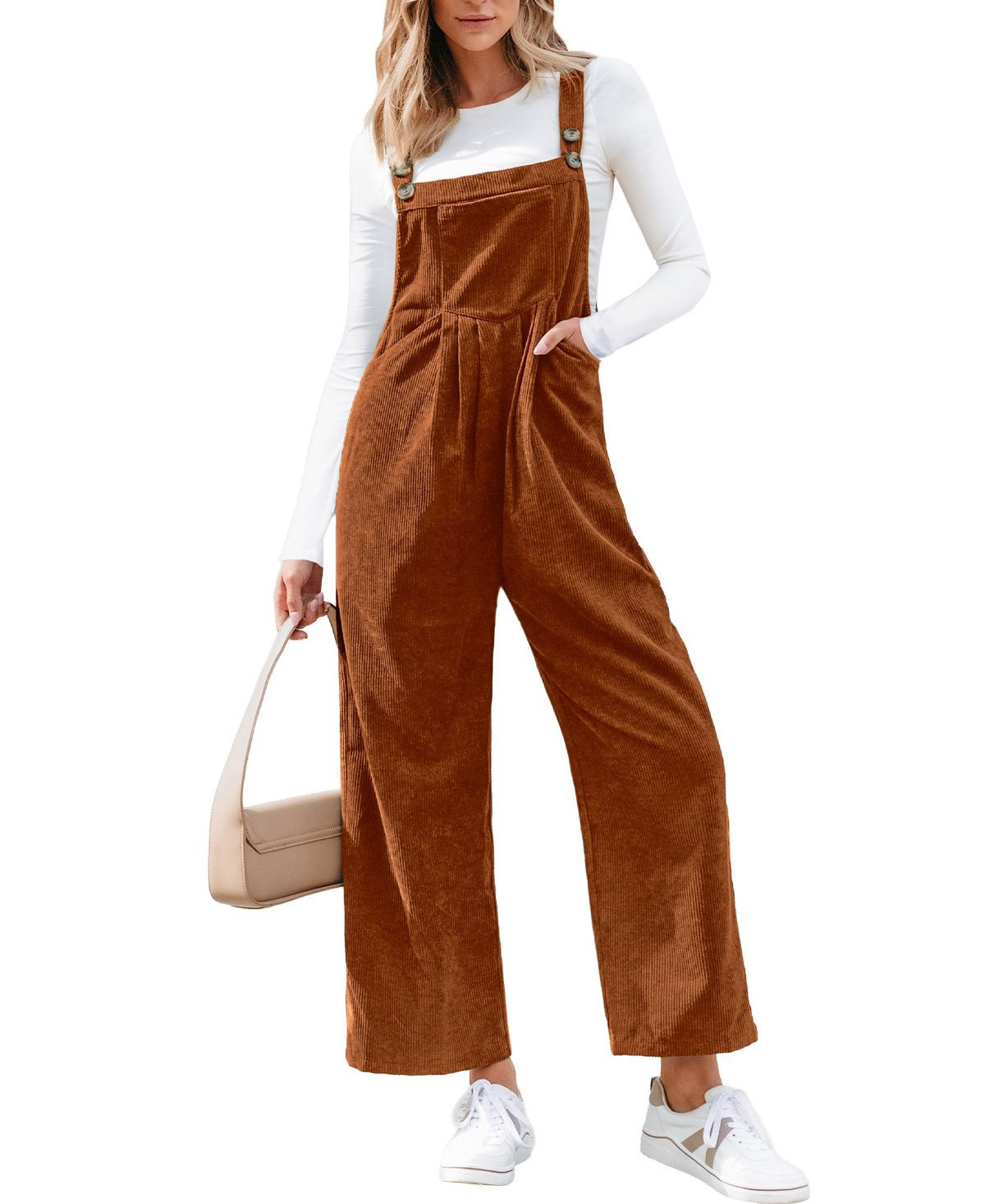 Cupshe Women's Jumpsuit Corduroy Wide-Leg Overalls - Dark orange | Macy's