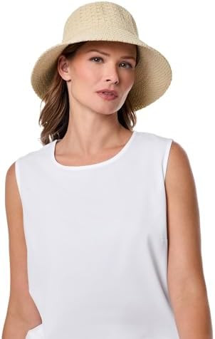 Women's Bucket Hat - UPF 50 Sun Protection - Packable & Travel Friendly - Marina in Natural (One ... | Amazon (US)