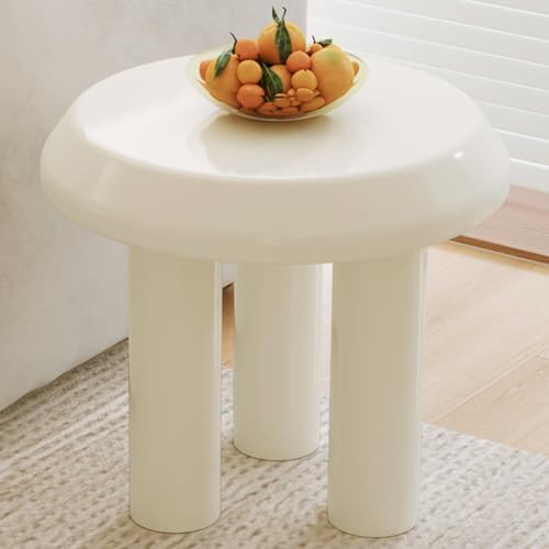 Guyii Modern Side Table, Round End Table, Cream White Living Room Sofa Table for Bedroom, Office,... | Amazon (US)