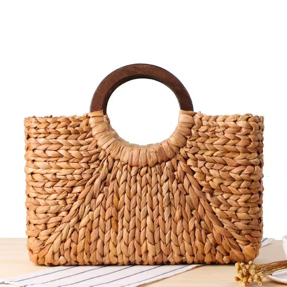Handmade Straw Bag, Summer Straw Handbag, Handwoven Straw Tote Bag, Handmade Rustic Bag, Straw Ba... | Etsy (US)