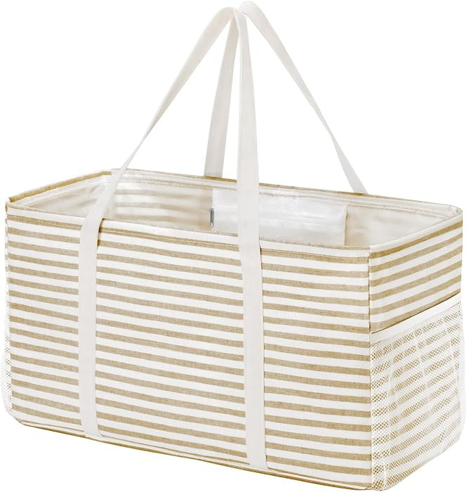 Lifewit Extra Large Tote Bag, Reusable Grocery Bags with Metal Wire Frame and Handles, Standing U... | Amazon (US)
