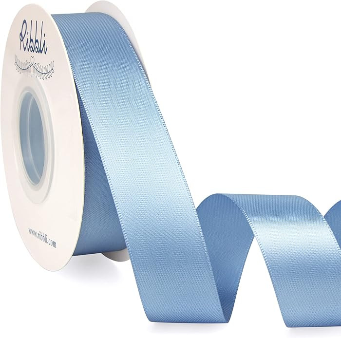 Ribbli Dusty Blue Satin Ribbon,Double Faced Satin 1 inch x Continuous 25 Yards,Use for Bows Bouqu... | Amazon (US)