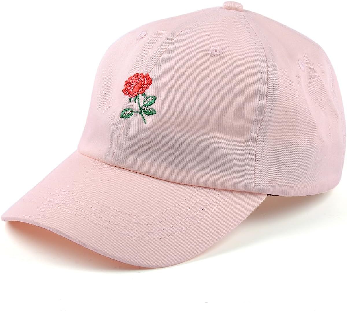 Rose Embroidered Dad Hat Women Men Cute Adjustable Cotton Floral Baseball Cap | Amazon (US)