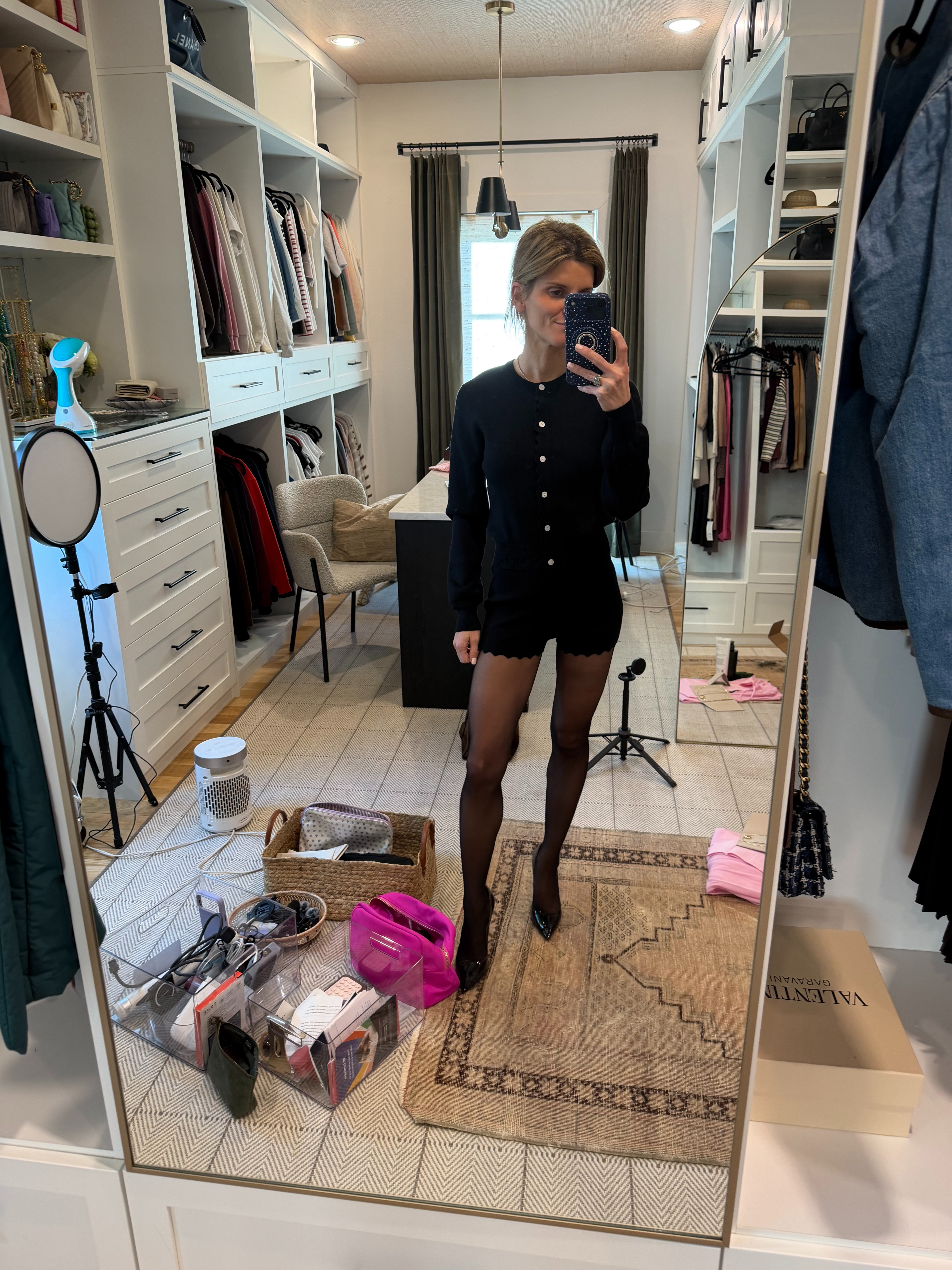 scalloped mini short and cardigan set (wearing XS) 

 