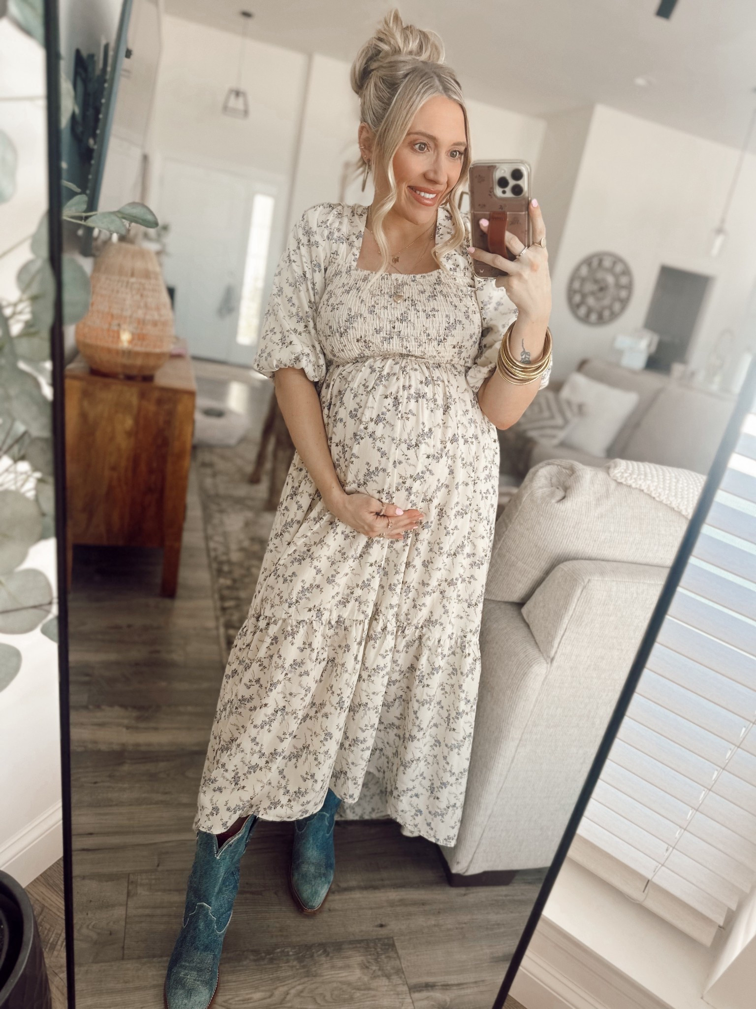 calling all boy moms 🩵 I’m loving this dress from pink blush maternity I’m in the size small — such a effortless elegant dress - Floral Smocked Ruffle Tiered Maternity Maxi Dress. Featuring a gorgeous floral print and a flattering smocked bodice, this dress is designed to grow with you throughout your pregnancy. The tiered ruffled skirt adds a touch of romance and flow, while lightweight, breathable fabric keeps you comfortable all day long. Perfect for baby showers, brunch, or summer outings, this dress seamlessly blends style and comfort. Embrace your bump in style and showcase your natural glow with this beautiful, versatile maxi—an absolute must-have for your maternity wardrobe!

#LTKBaby #LTKmomlife #LTKBump