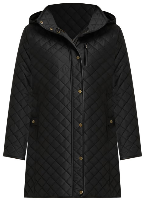 Plus Size Hooded Quilted Faux-Suede-Trim Coat | Macy's