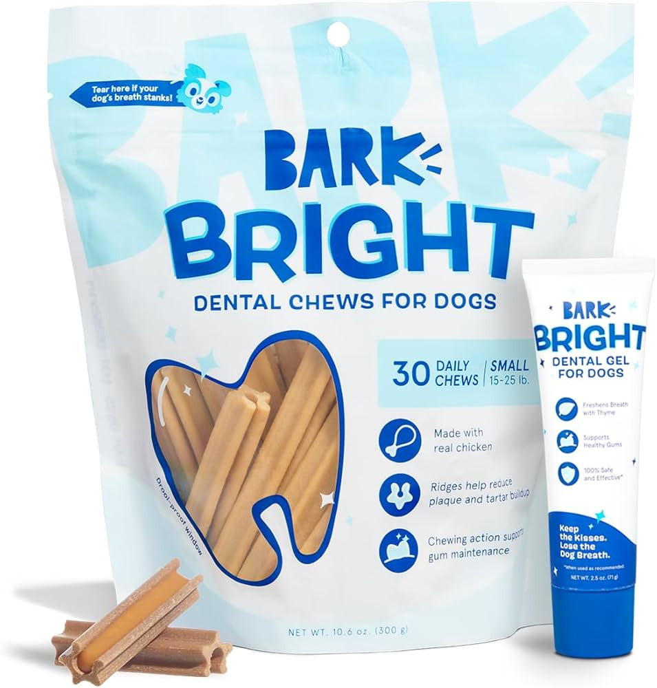 Bark Bright Original Dog Dental Kit - 30 Teeth Cleaning Chew Sticks & Toothpaste - Small Breeds | Amazon (US)