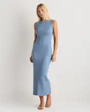 Cotton Cashmere Ribbed Sleeveless Midi Dress | Quince