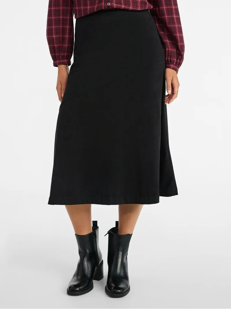 Time and Tru Women's Faux Suede Midi Skirt, 31" Length, Sizes 0-18 | Walmart (US)
