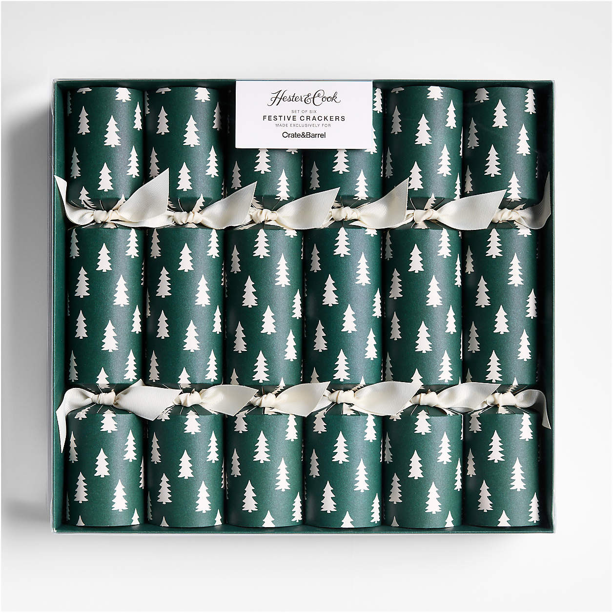 Green Trees Table Crackers by Hester and Cook | Crate & Barrel | Crate & Barrel