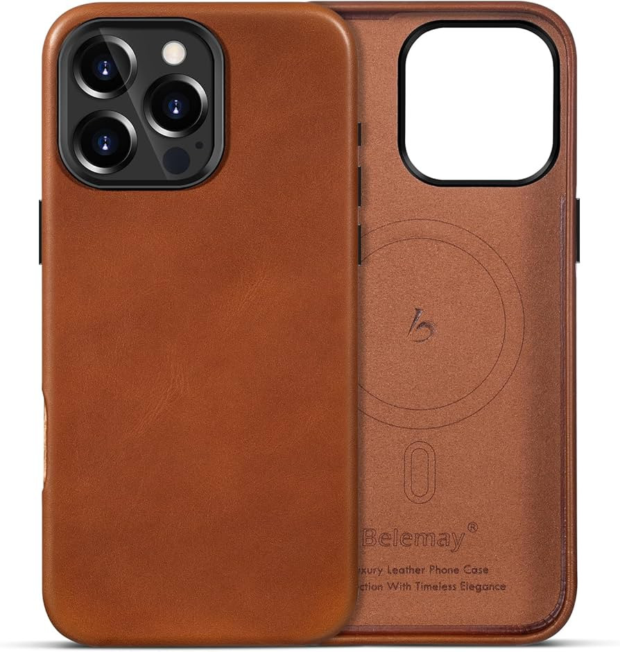 Belemay Compatible with iPhone 16 Pro Leather Case, Compatible with MagSafe, Premium Full-Grain V... | Amazon (US)