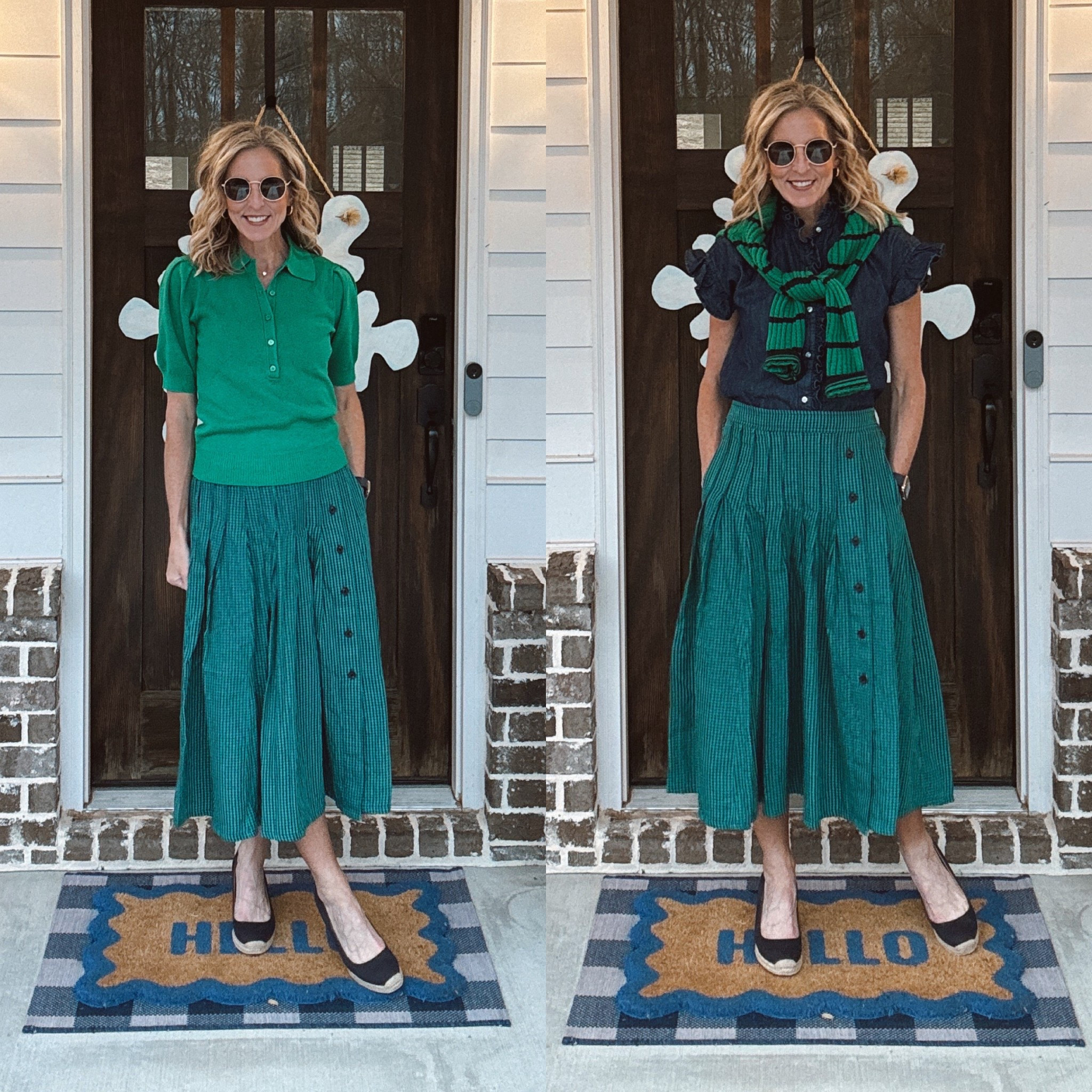 One skirt. Two completely different vibes. Same Walmart win. 💚

If you’re looking for that wear-it-everywhere piece, this Free Assembly 100% cotton maxi skirt is it. The flattering front pleats and easy flow make it polished enough for work, but relaxed enough for weekends.

➡️ Look 1: Paired with a collared sweater tee (both under $30) for an effortless, pulled-together outfit that feels classic and comfortable.
➡️ Look 2: Styled with a dark denim top and a lightweight sweater layered on top for a casual-chic feel—perfect for errands, lunch dates, or everyday wear.

This skirt mixes beautifully with so many tops already in your closet, making it one of those staples you’ll reach for again and again.
✨ Wearing an extra small for reference.