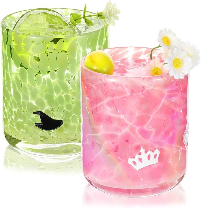 SiliFine 2 PCS Witch & Princess Icon Juice Glasses | 14oz, Stemless Glass Cup, Fits Wine, Drinkin... | Amazon (US)
