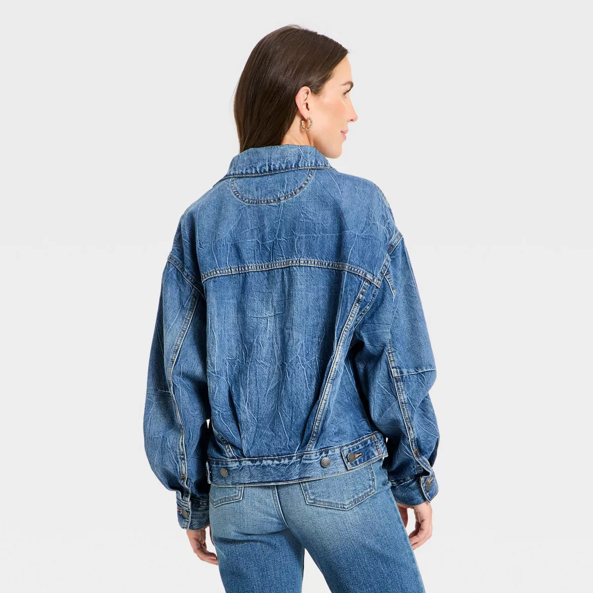 Women's Relaxed Trucker Denim Jacket - Universal Thread™ Medium Wash XS | Target