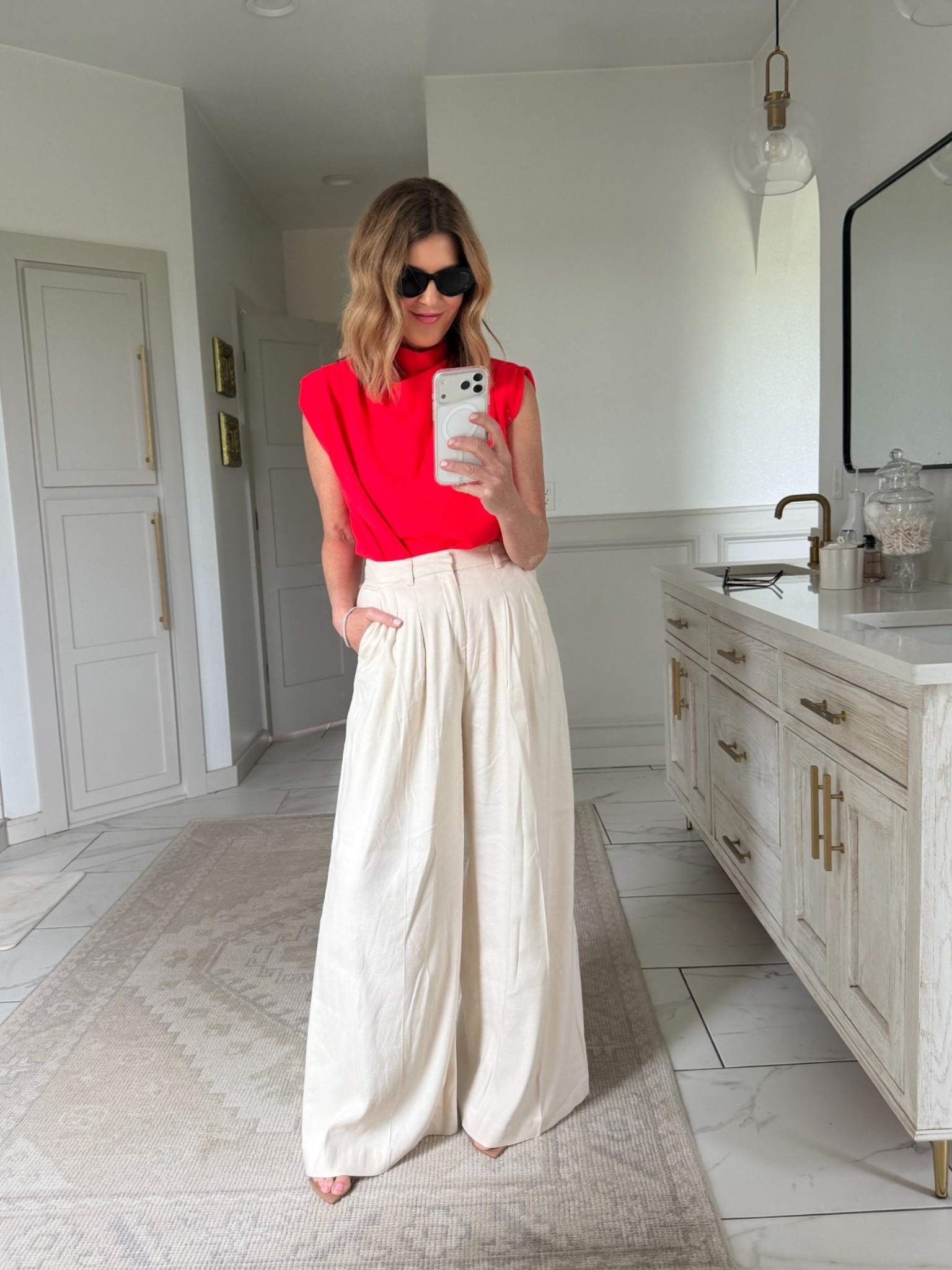 Have this top in two colors. Wearing a size small. Pants run oversized. I’m in a small

#LTKOver40 #LTKootd