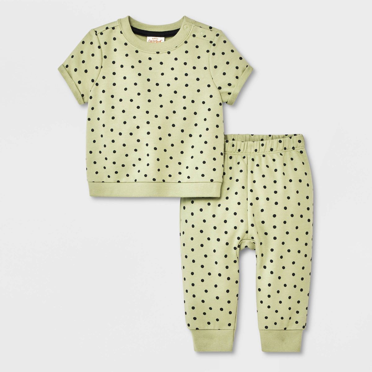 Baby 2pc French Terry Short Sleeve Top & Bottom Set - Cat & Jack™ Green | Target