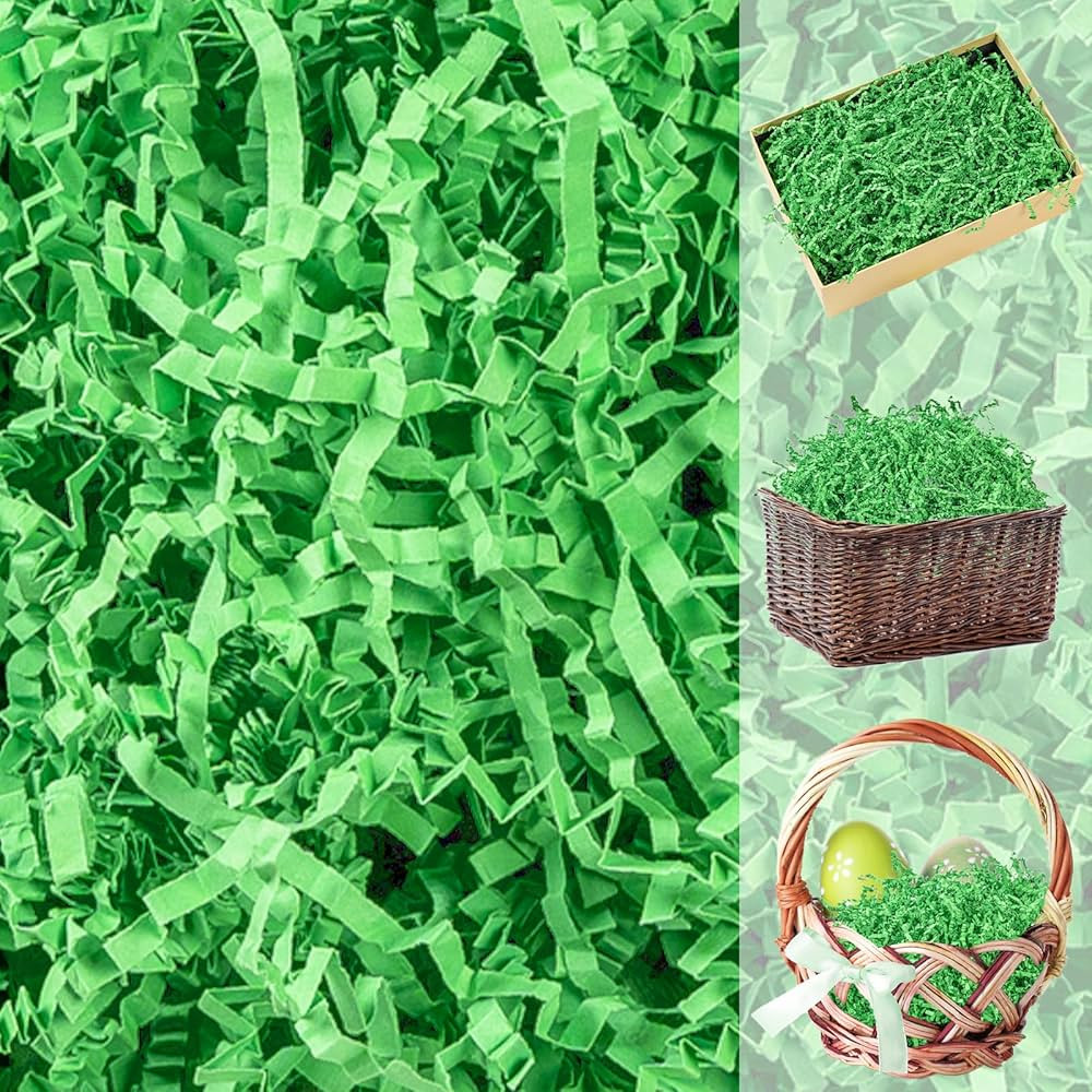 CIPOWM 16oz Easter Grass Crinkle Cut Paper Shred, Green Raffia Paper Shred Filler Shredded Paper ... | Amazon (US)