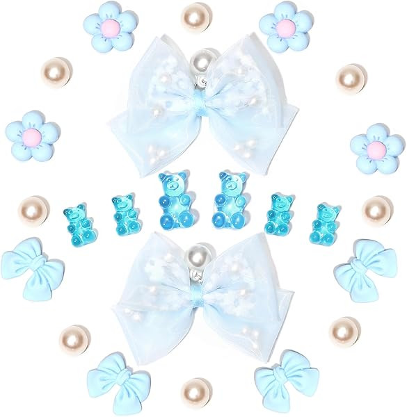 24Pcs Fabric Bow Shoe Charms, Cute Bears, Flower Pearl Charms Accessories for Sandals, DIY Shoe D... | Amazon (US)