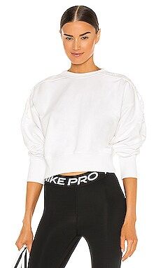 Nike Thermal Fleece Crop Sweatshirt in White from Revolve.com | Revolve Clothing (Global)