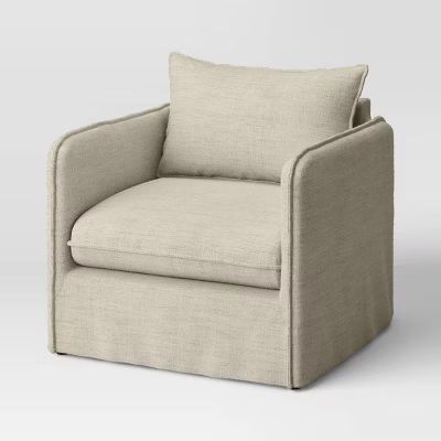 Berea Slouchy Lounge Chair with French Seams Textured Mushroom - Threshold™ | Target